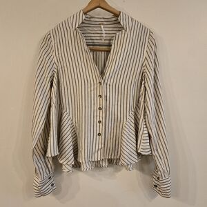Free People striped peplum blouse size xs